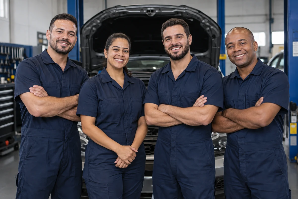 Equipe de especialistas em baterias pronta para atender