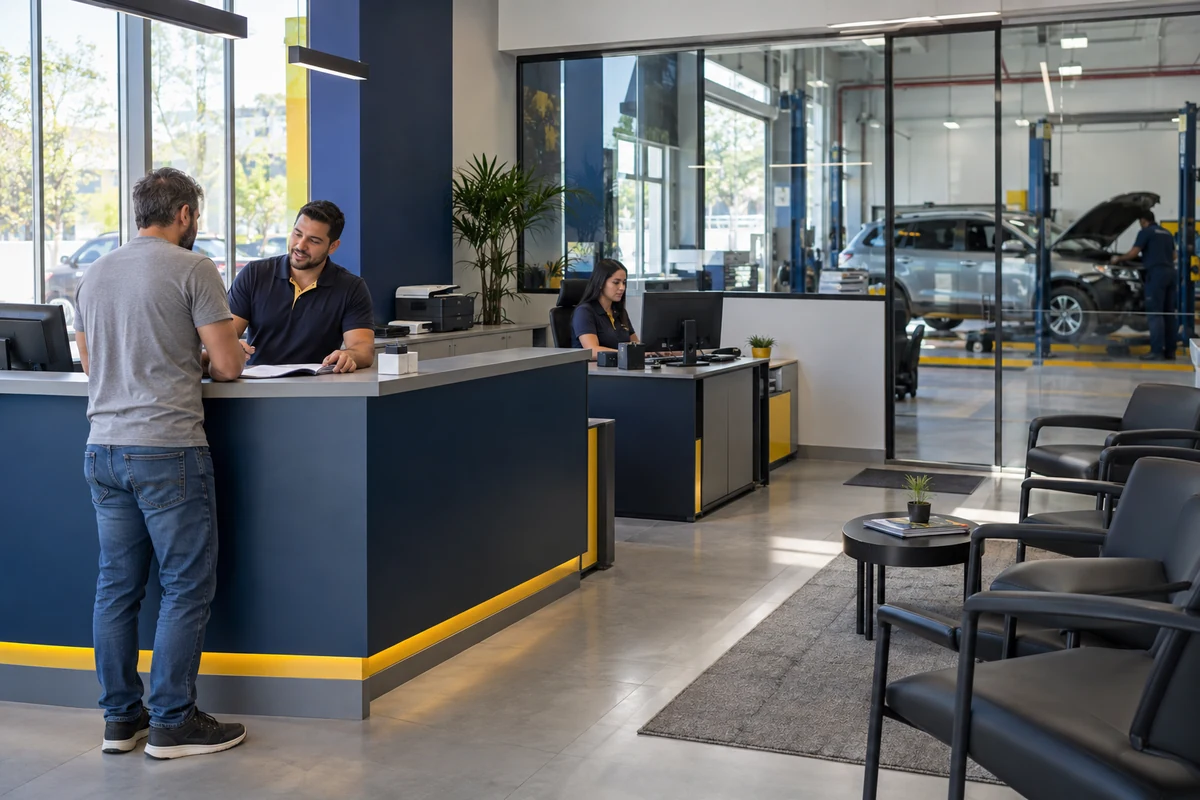 Serviço de bateria automotiva em ação